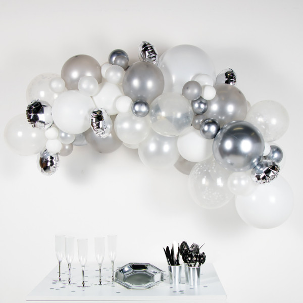 Pide un deseo Guirnalda de globos plateados 66 piezas