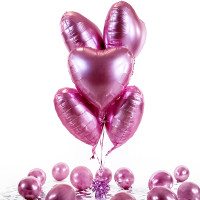 Vorschau: 5 Heliumballons in der Box matte Rosa Hearts