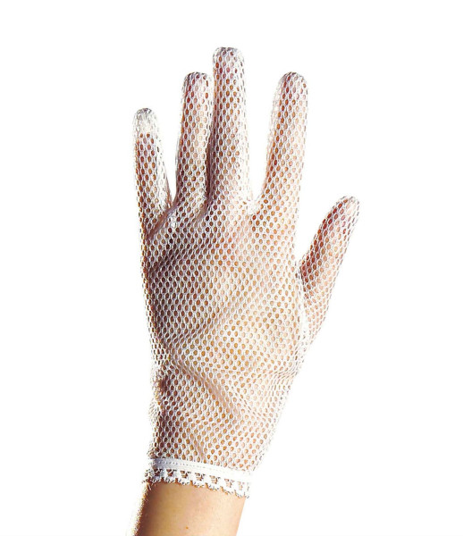 Elegant white fishnet gloves for women