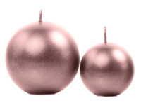 Anteprima: 6 candele a sfera rosa dorato 8 cm