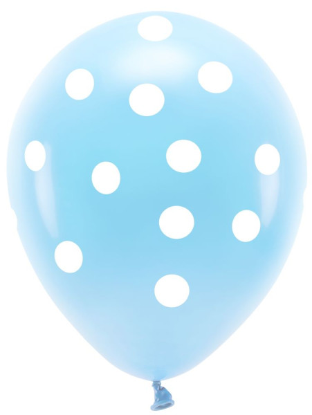 6 Eco Ballons Blau mit Punkten 30cm