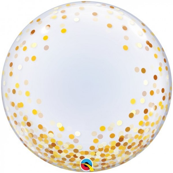 Globo Burbuja Dorada Confeti 61cm