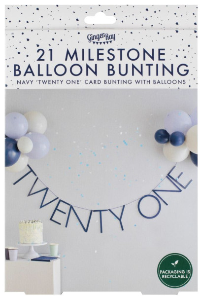 Blaue Zahl 21 Girlande mit Ballons 4