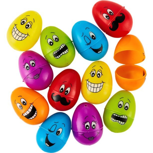 12 huevos de Pascua con caras que se pueden rellenar