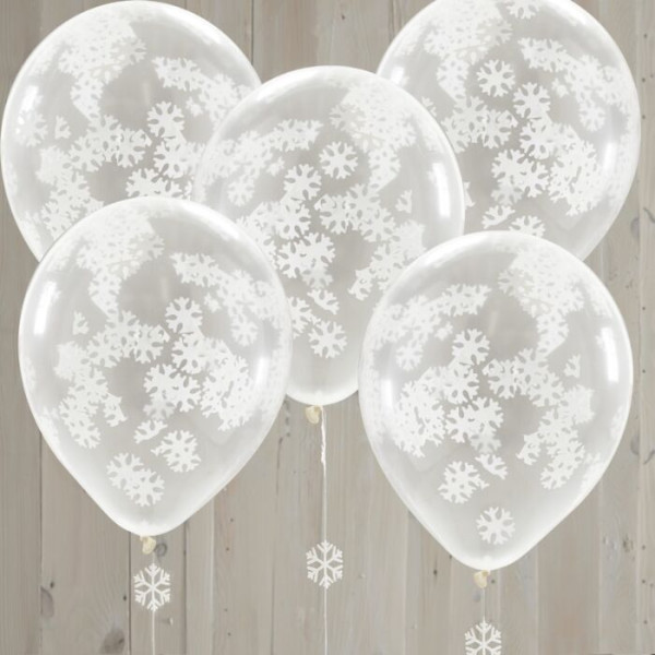 5 rustykalnych świątecznych balonów w kształcie płatków śniegu 30 cm 3