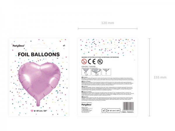 Herzilein folieballong rosa 61cm 3