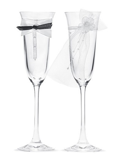 2 verres à champagne de mariage 16cm