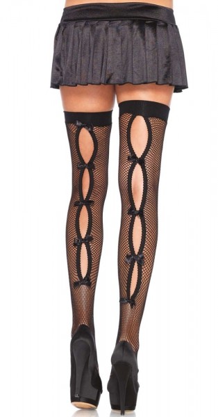 Extravagant fishnet stockings with bows