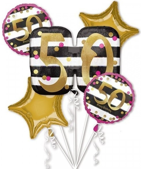 Foil Balloon Set 50 ° compleanno di Pinky-Gold