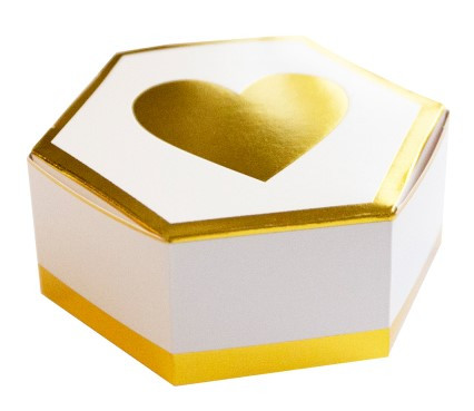 8 cajas de regalo de corazón dorado