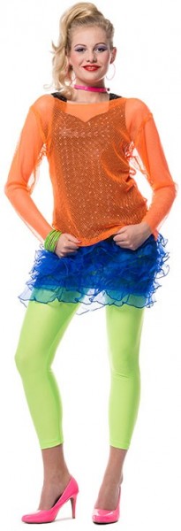 Neon splash orange fishnet shirt for women
