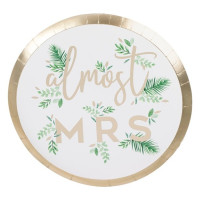 Preview: 8 Almost Mrs JGA paper plates floral 24.5cm