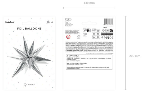 3D-Folienballon Stern Silber 70cm 5