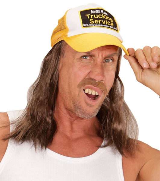 Trucker hat with long hair
