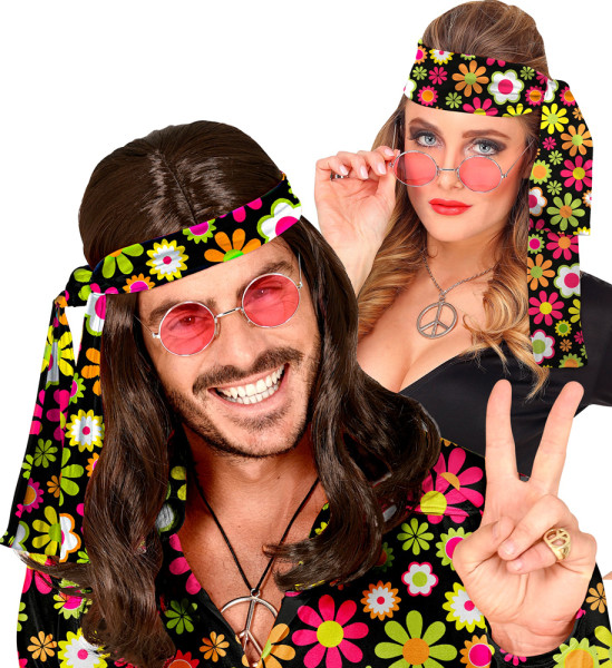 Diadema hippie flower power de colores