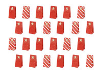 Förhandsgranskning: 24 röda och vita adventskalenderpåsar 8 x 18 x 6,5cm