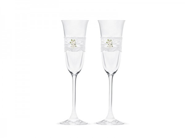 2 Champagner-Gläser mit Spitze 160ml