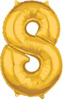 Zahlenballon 8 in gold 45 x 66cm