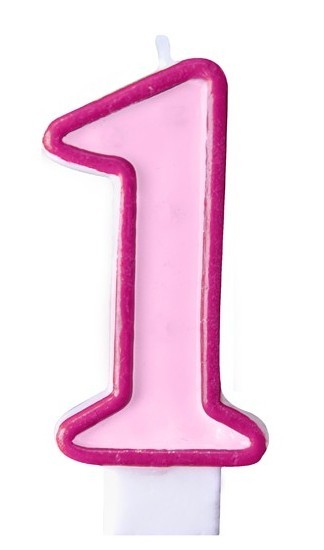 Number candle 1 in pink