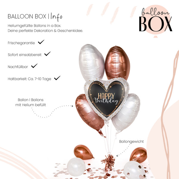 Heliumballon in der Box Happy Birthday Elegant Hearts 3