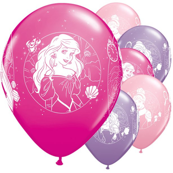 6 romantiske Disney Princess balloner 30cm