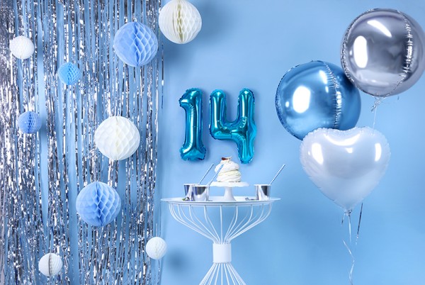 Number 4 foil balloon azure blue 35cm 2