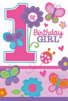 1st birthday sweet birthday girl invitation card with butterflies