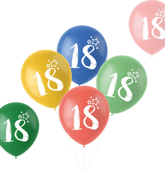 6 globos alegres del décimo octavo cumpleaños 33cm