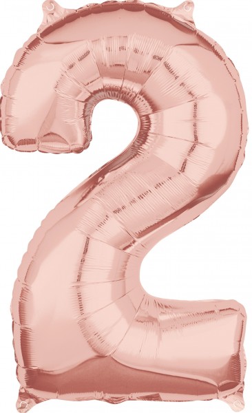 Zahl 2 roségold Folienballon 66cm