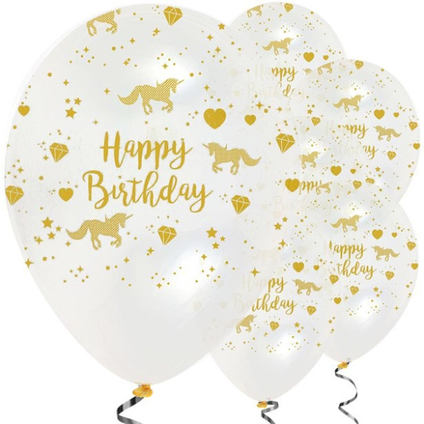 6 sparkling unicorn latex balloons 30cm