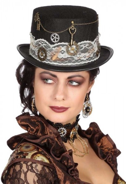 Sombrero de copa steampunk encaje Angelique