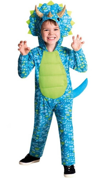 Disfraz de dinosaurio Triceratops azul para niño