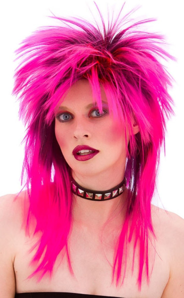 Pink rock star 80'ere parykk