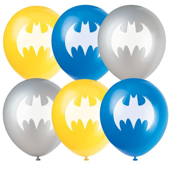 8 palloncini colorati in lattice Batman da 30 cm