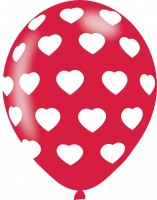 6 Romantische Ballons mit Herzen 27,5cm