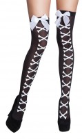 Oversigt: Knæhøje sokker Lady Bone med satinbue