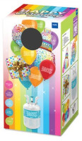 Vorschau: Happy Birthday Helium Flasche mit Ballons