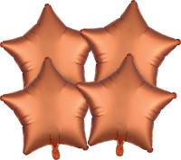 4 amber colored satin star balloons