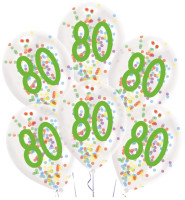 6 balonów konfetti na 80. urodziny o średnicy 28 cm