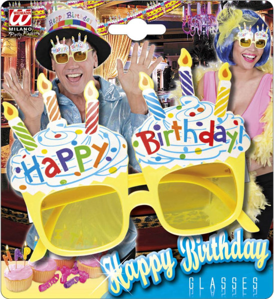 Kleurrijke gelukkige verjaardagsfeestbril 14 cm 5
