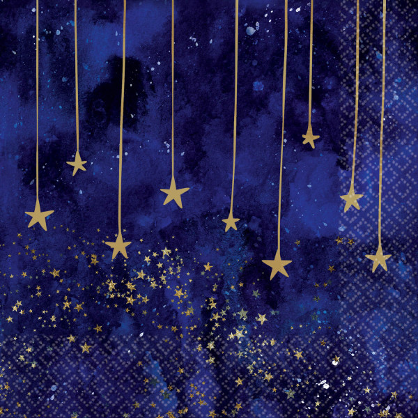16 Starry New Year Napkins Blue 25cm