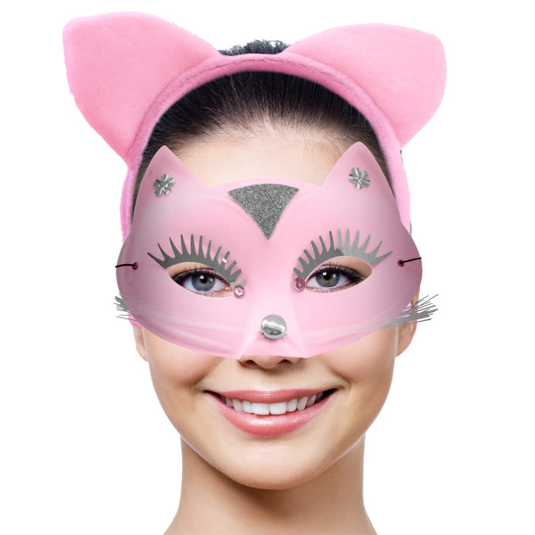 Katzenmaske Pinky mit Ohren rosa