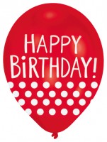Vorschau: 6 Happy Birthday Ballons mit Punkten 28 cm