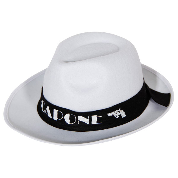 Sombrero de fieltro Al Capone, blanco