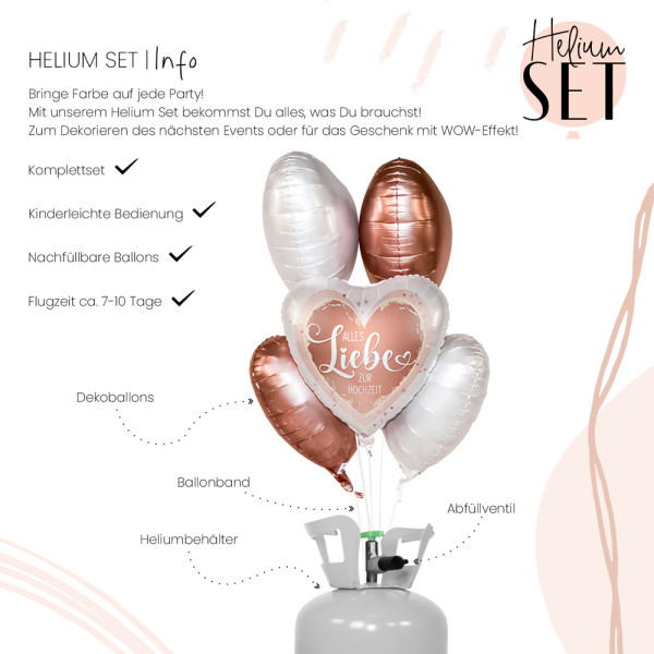 Alles Liebe zur Hochzeit Ballonbouquet-Set mit Heliumbehälter 3