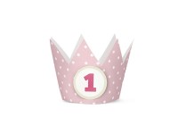 Preview: 4 cute party crowns 1st birthday light pink