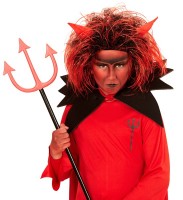 Oversigt: Rød djævelhorn paryk til børn