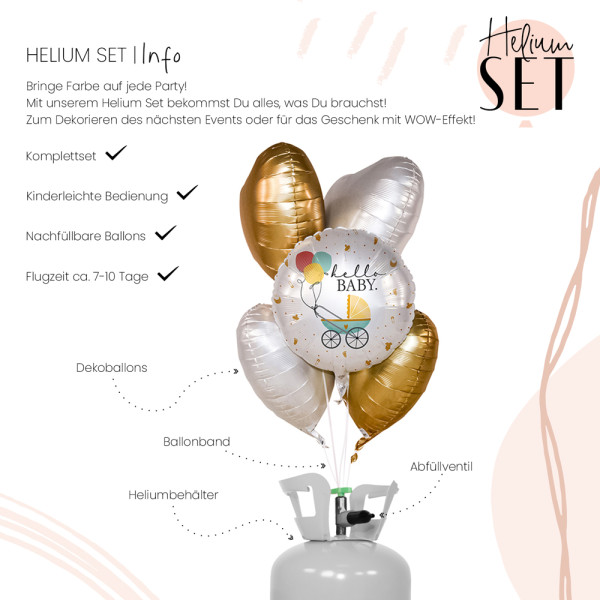 Baby Buggy Ballonbouquet-Set mit Heliumbehälter 3