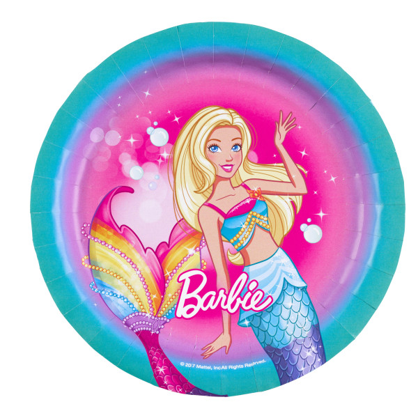 8 piatti di carta Barbie Sirena 18cm