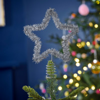 Bauble star tree top silver 20cm